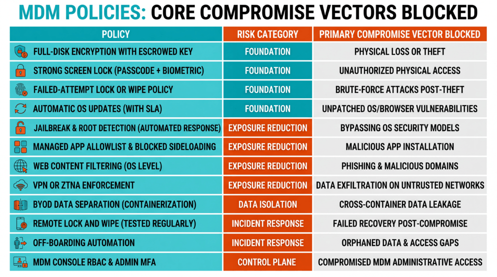 12 MDM security policies